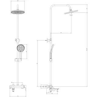 Душевая система DQ Dusseldorf DA1723706 225 мм, со смесителем, графит